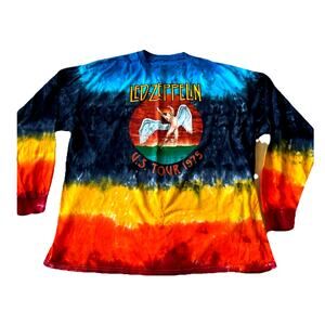 New Led Zeppelin Shirt 2XL Swan Song US Tour 1975 Rainbow Tie Dye Long Sleeve